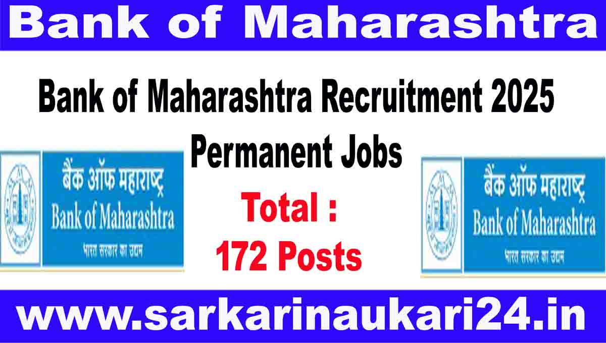 Bank of Maharashtra Recruitment 2025 Permanent Jobs