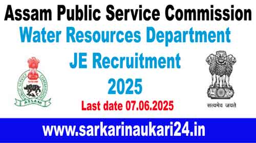 Water Resources Department JE Recruitment 2025