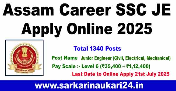Assam Career SSC JE Apply Online 2025