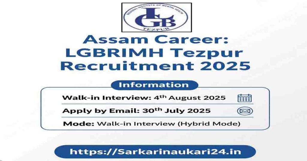 Assam Career LGBRIMH Tezpur Recruitment 2025 Assam Career LGBRIMH Tezpur Recruitment 2025