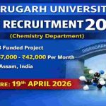 Dibrugarh University JRF Recruitment 2026 apply online Chemistry job Assam last date 19 April 2026