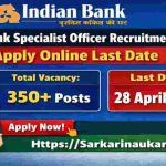 indian bank specialist officer recruitment 2026 apply online last date