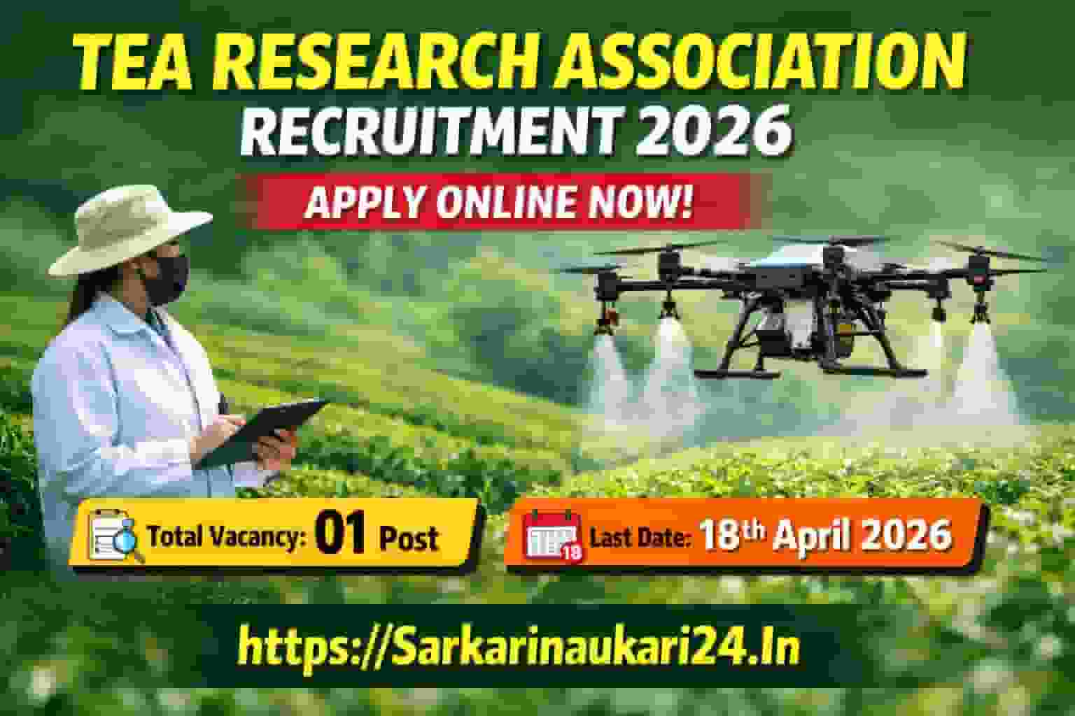 Tea Research Association Recruitment 2026 apply online for Project Scientist I post. Check eligibility, salary ₹56,000, last date, interview details, and how to apply for TRA vacancy 2026.